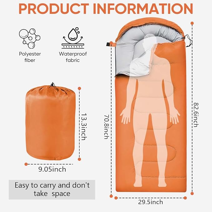 OBTANIM Sleeping Bags Portable Waterproof Camping Sleeping Bag for Adults Kids 4 Seasons Cold Weather or Warm Backpacking Hiking Mountaineering Indoor Outdoor Use