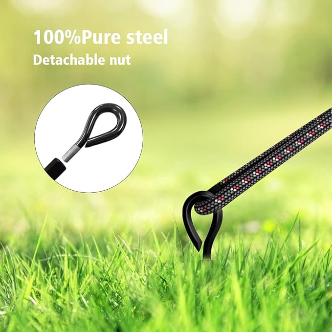 MIXXIDEA Dual-Purpose Ground Anchor 15 Inch 8 Pack Heavy Duty for High Winds Metal Ground Stakes Dog Tie Out Stake Screw Anchors Drill for Tents, Canopies, Swing Sets, Sheds, Trampoline