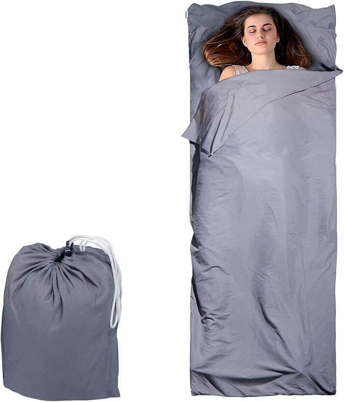 Lightweight Sleeping Bag Liner Single & Double Camping Travel Sleep Sack for Backpacking Hotels & Hostels