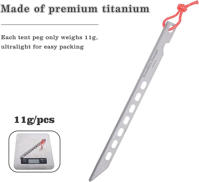 iBasingo 8 pcs/Lot Ultralight Titanium Tent Pegs Outdoor Camping Tent Stakes for Sand Heavy Duty Portable Tent Nail for Garden Picnic A-Ti4008P