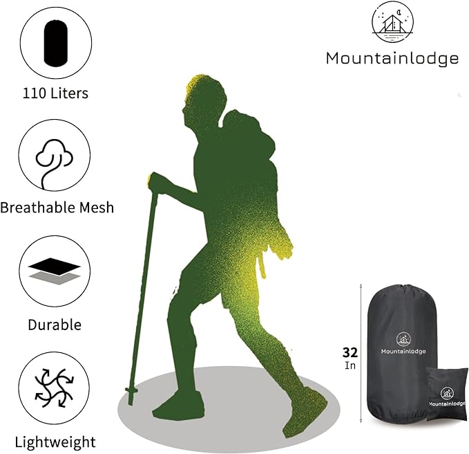 MOUNTAINLODGE Storage Sack for Sleeping Bag 110L Polyester and Mesh Extra Large Capacity for Sleeping Bag Hiking,Travelling and Camping