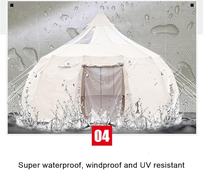 GeRRiT Outdoor Canvas Bell Tent 5M Canvas/900D Oxford Cloth Tent 4 Season Luxury Large Canvas Glamping Tent Yurt for Camping Hiking Party, Beige
