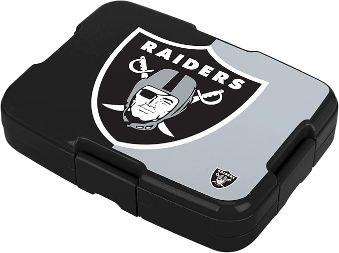 FOCO NFL Unisex-Adult Officially Licensed 2-Tone Big Logo Team Color Football Leak Proof 5 Compartment Bento Lunch Box - Las Vegas Raiders
