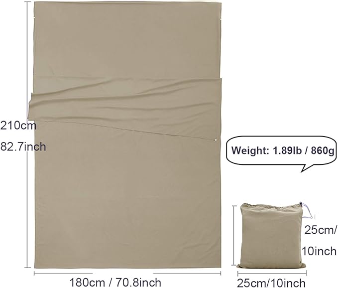 Sleeping Bag Liner, Lightweight Portable, Soft Travel and Camping Sheet, with Compact and Carry Bag, for Travel, Hotel