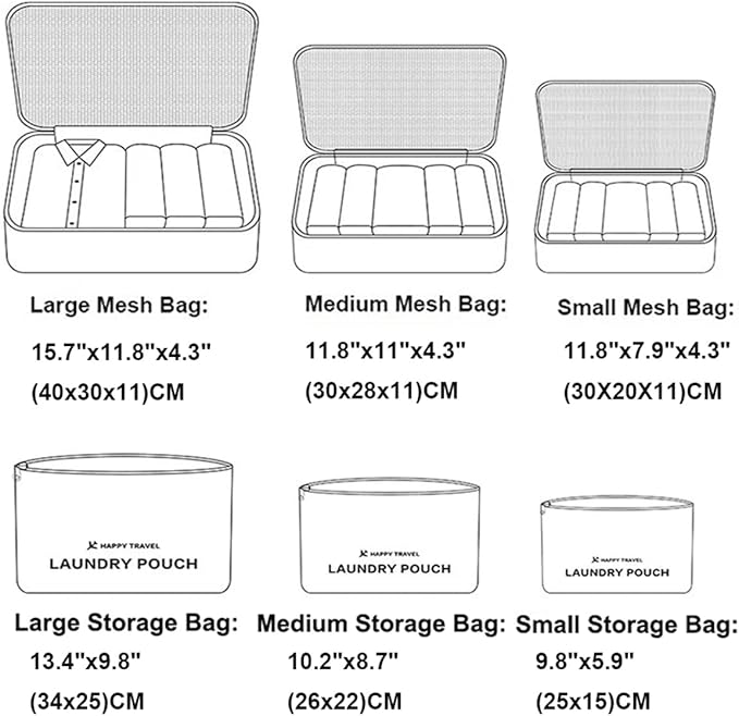 6 PCS Packing Cubes Multi-functional Clothing Sorting Packages Travel Carry On Luggage Organizers Storage Bags Travel Packing Pouches, Pink Cherry
