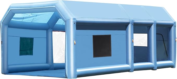 VEVOR Inflatable Paint Booth, 23 x 13.1 x 9 ft Portable Paint Booth, Featuring 750W+480W High-Power Blowers and Air Filtration System, Inflatable Spray Booth for Small Trucks and Large Motorcycle