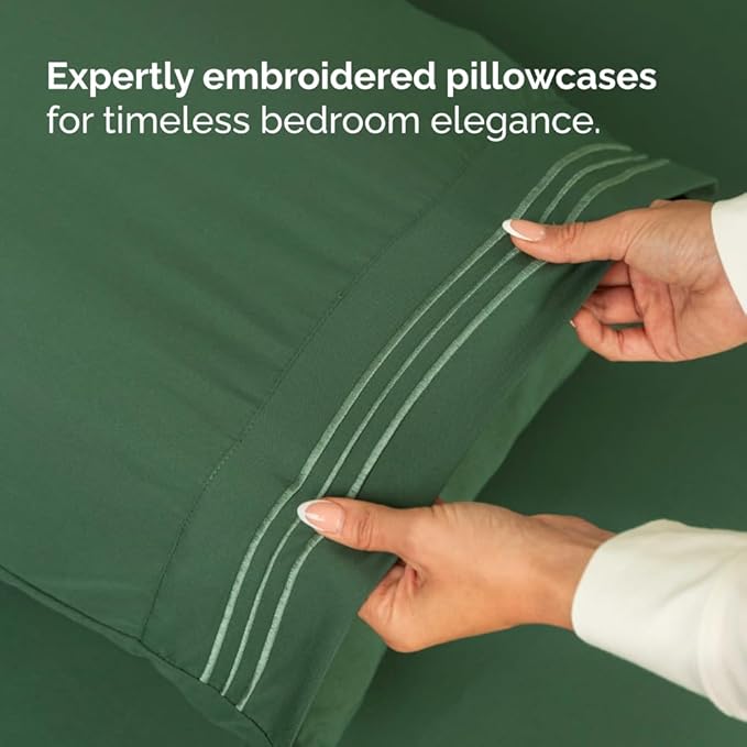 Full XL Bed Sheet - 4 Piece Full XL Bed Sheets Set - Soft, Breathable & Cooling - Hotel Luxury Bedding for Women, Men, Kids, Teens, Boys & Girls - Deep Pockets, Fade and Wrinkle Free - Emerald Green