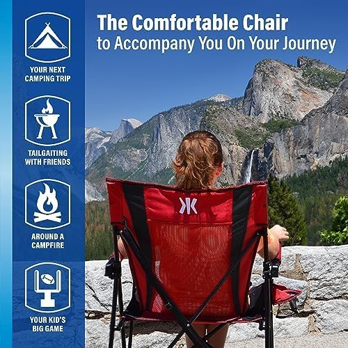 Kijaro Dual Lock Folding Camp Chair - Versatile Sports Chair With Locks Position for Outdoors - Cayman Blue Iguana