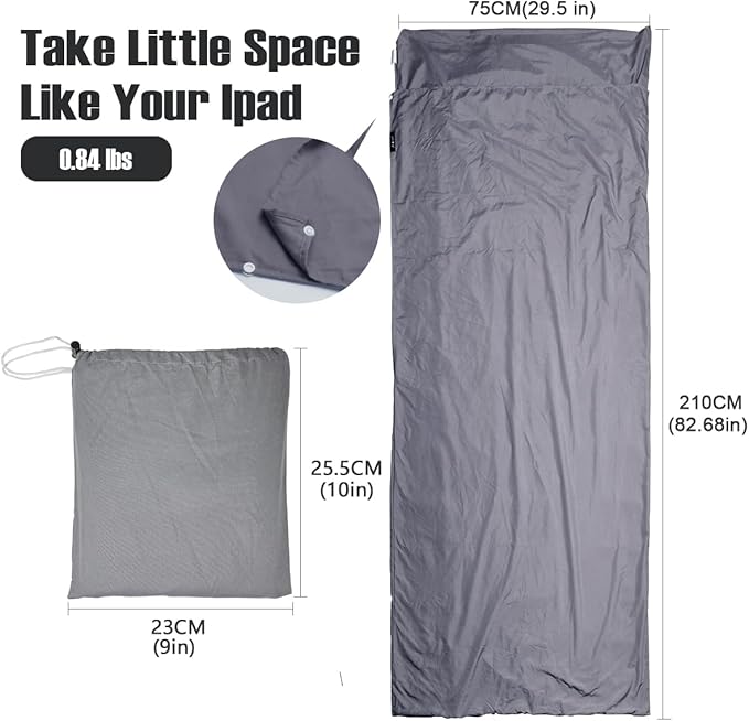 Lightweight Sleeping Bag Liner Single & Double Camping Travel Sleep Sack for Backpacking Hotels & Hostels
