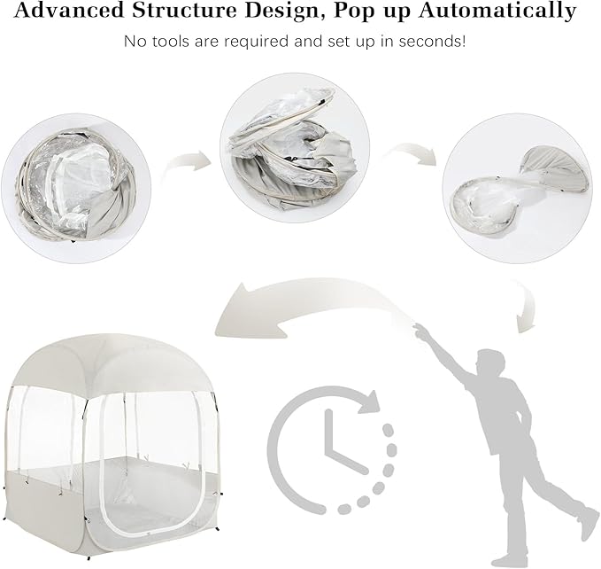 Sports Tent, Portable & Foldable Pop Up Tents Shelter with Carry Bag, Instant Weather Proof Clear View Bubble Tent for Fishing, Camping, Watching Sports Events