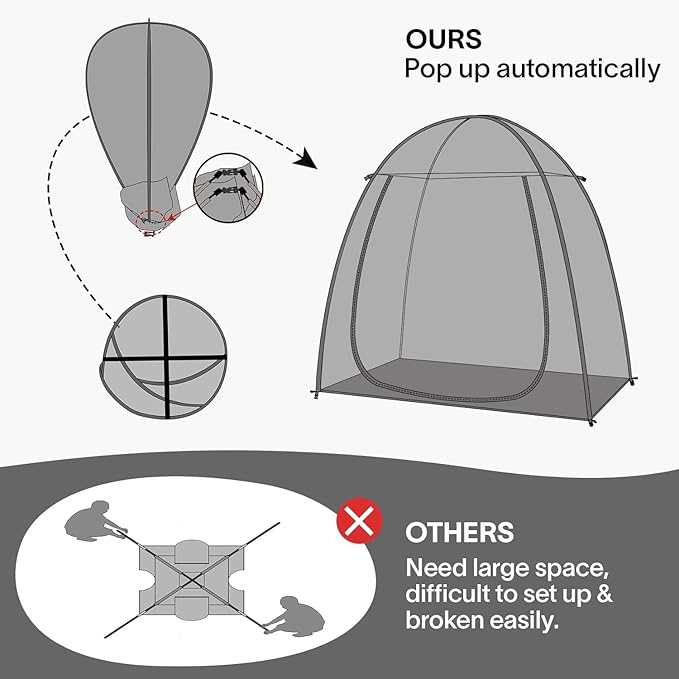 Alvantor Pop Up Bubble Tent,Large Oversize Igloo Screen House,2-3 Person Cold Protection Outdoor Igloo, Winter Tent Snaps Fit 7'x4'x6.5'
