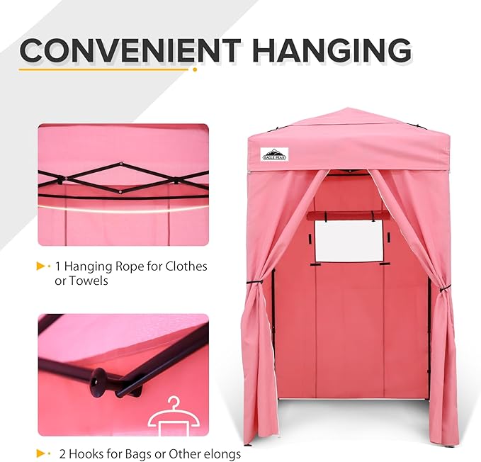 EAGLE PEAK Flex Ultra Compact 4x4 Pop-up Canopy Tent with Vented Top, Sun Shelter, Fast Set Up Changing Room, Portable Privacy Canopy for Camping, Photoshoots, and More (Pink)