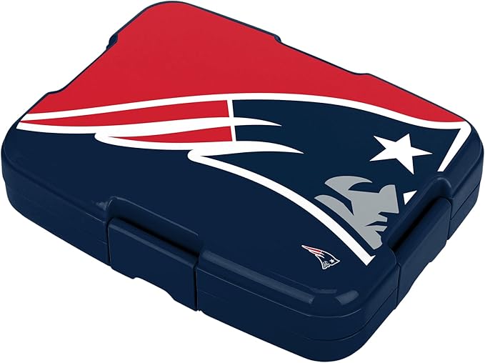 FOCO NFL Unisex-Adult Officially Licensed 2-Tone Big Logo Team Color Football Leak Proof 5 Compartment Bento Lunch Box - New England Patriots