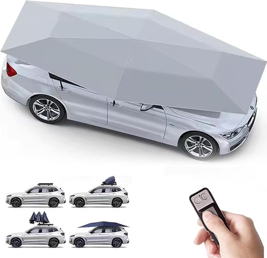 Portable Automatic Car Cover Umbrella, Outdoor Car Tent, Remote Control Car Roof Top Canopy, Car Shelter Sunshade, Universal Auto Protection Grey-4.2m