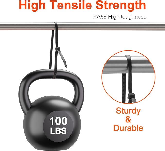 14 Inch Anti Withdrawal Zip Ties 100 LBS Tensile Strength Heavy Duty Cable Wire Ties With Self-Locking Adjustable More Durable Nylon Tie Wraps for Indoor Outdoor（100 Pack）