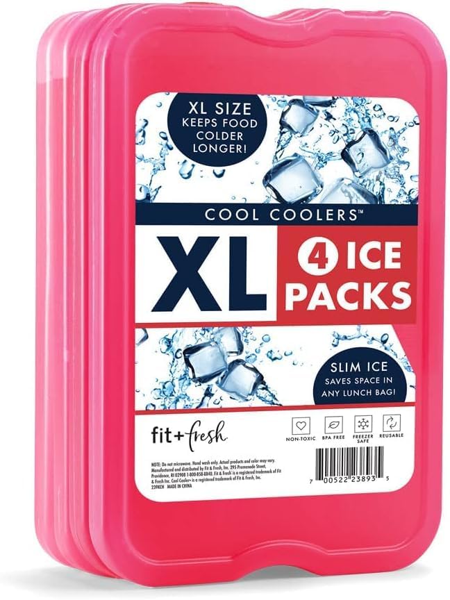 Cool Coolers by Fit + Fresh Slim Compact Reusable XL Ice Pack, Perfect for Lunch Boxes, Coolers, and Beach Bags