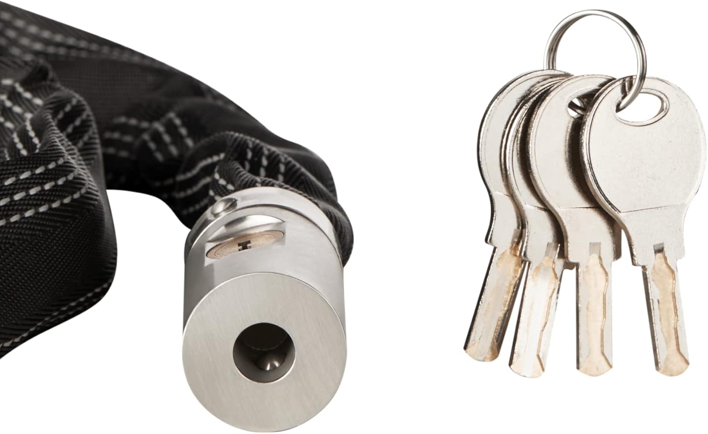 Stainless Steel Chain Lock with 4 Same Keys, Rustproof Lock and Chain, Marine Grade Lock for Bike, Moto, Scooter, Boat, Truck and Door. Anti-Theft – 110 CM Long Chain