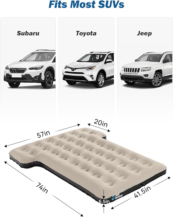 JOYTUTUS SUV Air Mattress Camping Bed,3.0 Thickened Flocking Car Camping Inflatable Mattress,Anti-Leakage,with 2 Pillows & Electric Pump Universal Car Bed for SUV Trunk and Rear Seat