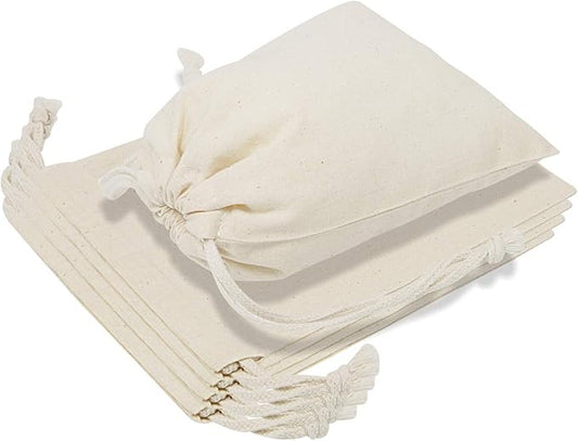 TOPDesign 10-Pack 10” x 12” Reusable Produce Bags, Muslin Bags with Drawstrings for Shopping & Storage, 100% Natural Cotton Bags, Washable, Biodegradable, Food Safe