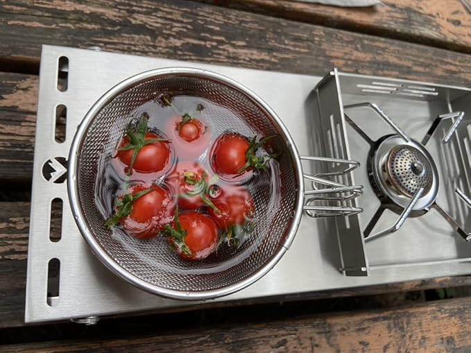 CAMPINGMOON 2pcs Set Stainless Steel Camping Sierra Cup 310ml with 1pc Colander S-220-2P/S-213