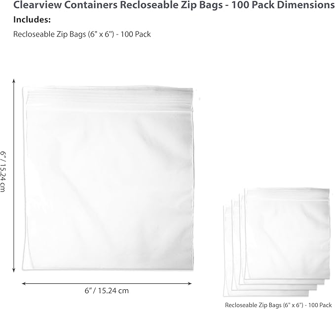 100-Pack 6" x 6" Reclosable Zip Bags – Durable & Convenient Storage Solution