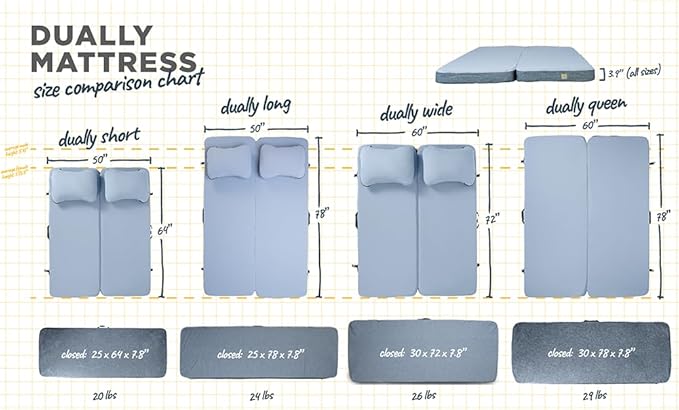 HEST Dually - Portable Camping Mattress, Enhanced Memory Foam, Double Mattress, Sleeps Two