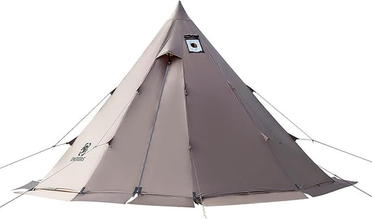 OneTigris Rock Fortress Hot Tent with Stove Jack, 4 Season, 4-6 Person Tipi for Camping, Backpacking, Hunting, Fishing - Waterproof, Wind-Proof