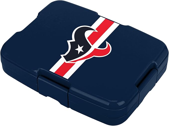 FOCO NFL Unisex-Adult Officially Licensed Team Color Stripe Primary Logo Football Leak Proof 5 Compartment Bento Lunch Box - Houston Texans