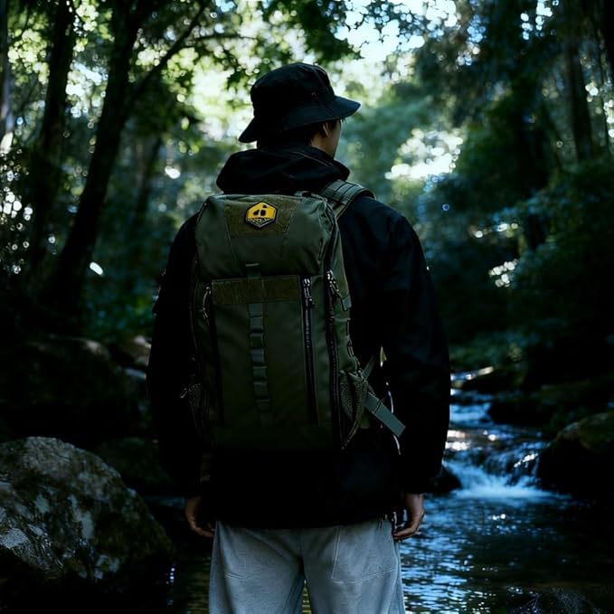 25L Hiking Backpack for Men & Women,Breathable Waterproof Backpack, Lightweight Camping Backpack with MOLLE System-Green,Suitable for mountain climbing and outdoor hiking