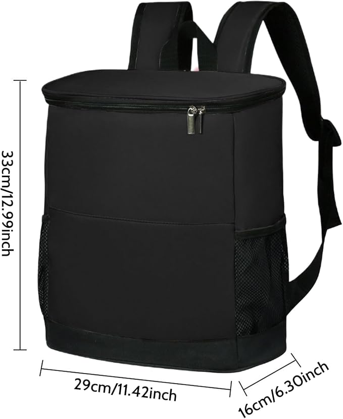Cooler Backpack Backpack Cooler Large Capacity Cooler Bags Insulated Waterproof ＆ Leakproof Beach Cooler Bag with Side ＆ Front Pocket Cool Bag Rucksack for Camping Beach Hiking Fishing Black