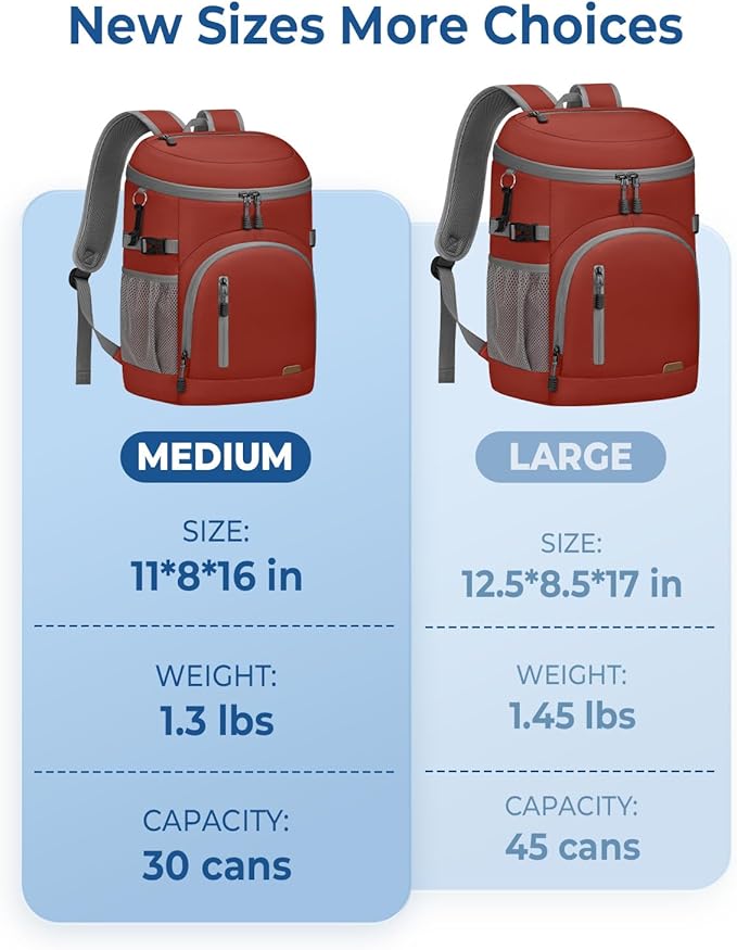 Cooler Backpack Insulated Waterproof,30/45 Cans Backpack Coolers Leakproof Lunch Backpack for Men Women Portable Soft Cooler Bag for Beach Camping Trave Picnic