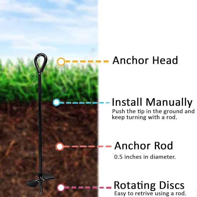 Ground Anchor 30 Inch Heavy Duty, 4 Pack