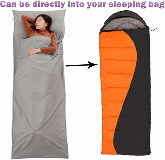 Sleeping Bag Liner Travel Sheets for Hotel Camping Sheets Travel Bed Sheets for Hotel Lightweight Single &Double Compact Sleeping Bag Sack Breathable Travel Sleeping Bag for Hotels Adult Compact Sacks