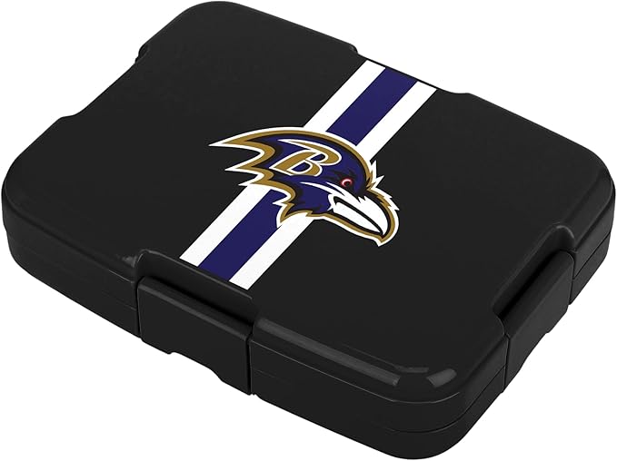 FOCO NFL Unisex-Adult Officially Licensed Team Color Stripe Primary Logo Football Leak Proof 5 Compartment Bento Lunch Box - Baltimore Ravens