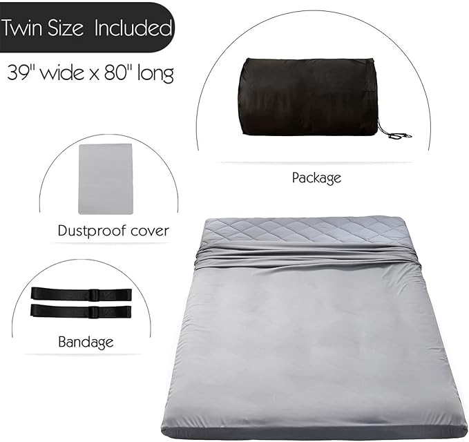 MAXYOYO Japanese Floor Futon Mattress - Extra Thick Twin Bed Topper, Roll Up Foldable Single Portable, Diamond Patterned Futon Bed, Grey