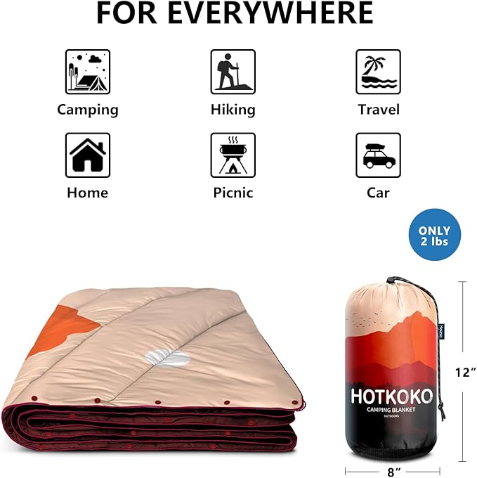 Camping Blanket,Lightweight Puffy Printed Camping Blanket Packable Outdoor Blanket for Camping,Traveling, Stadium, Hiking, Picnics