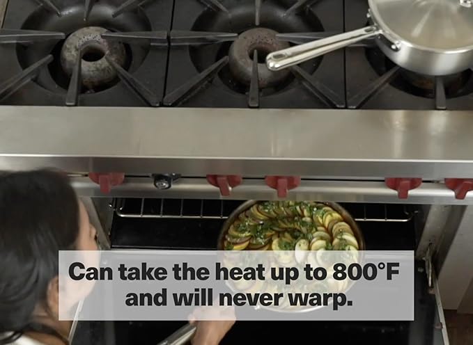 Misen 5-Ply Stainless Steel 10" & 12" Frying Pan Set - Professional Cookware for Induction, Gas and Electric - Dishwasher Safe, Oven Safe to 800°F - Durable, Versatile, Even Heating