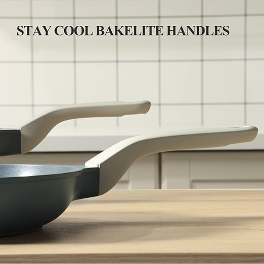 PRICUSIS Nonstick Ceramic Frying Pan, 8/10/12 Inch Non Toxic Skillet, Egg & Omelet & Chef's Pan, Induction Compatible & Oven Safe, Dishwasher Safe,PTFE PFAS & PFOA Free (8-Inch, Gray)