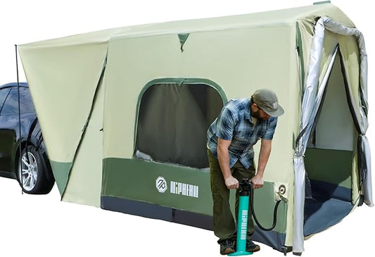 Niphean SUV Tent, 2 Mins Fast Setup Inflatable SUV Tents for Camping, Car Tent with Multi Room for 2/4/6 Person/Family, PU 3000mm Waterproof & UPF 50+ Silver Coated for Family Camping Hiking Parties