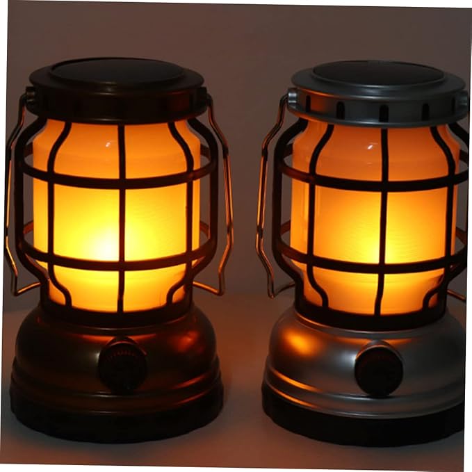 UPKOCH Solar-Powered Camping Lanterns USB Rechargeable Led Tent Lamp Multi-Function Retro Style Camping Lamp for Outdoor Hiking Emergency