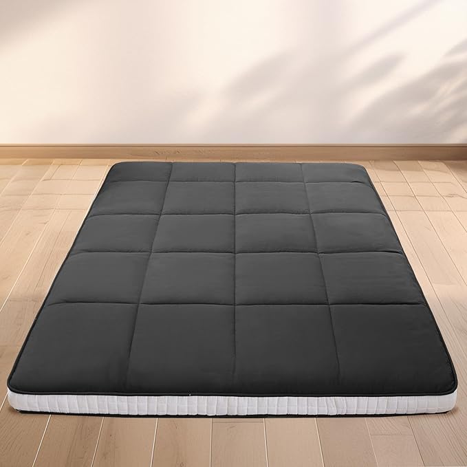 DoCred Full Size Japanese Futon Floor Mattress, Extra Thick Futon Mattress, Foldable Japanese Floor Mattress for Adults, Breathable Memory Foam Sleeping Pad, Roll Up Tatami Mat for Guest Room