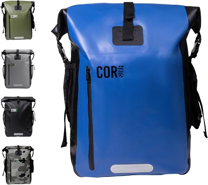 COR Surf Waterproof Dry Bag Backpack with Padded Laptop Sleeve Heavy Duty Roll-Top Pack (Dark Blue, 40L)