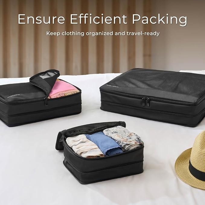 Briggs & Riley Compression Packing Cube Set - Bag Organizer for Check In Suitcase & Luggage, For Women & Men, Pack Accessories for Vacation - Travel Must Haves, 3-Piece, Navy