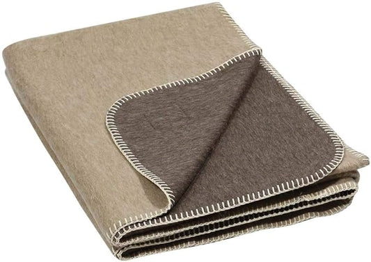 Thick Alpaca Wool Blanket Heavyweight for Camping Outdoors or Using Indoors | Soft Peruvian Alpaca Wool Blankets (Tan/Brown, Twin)