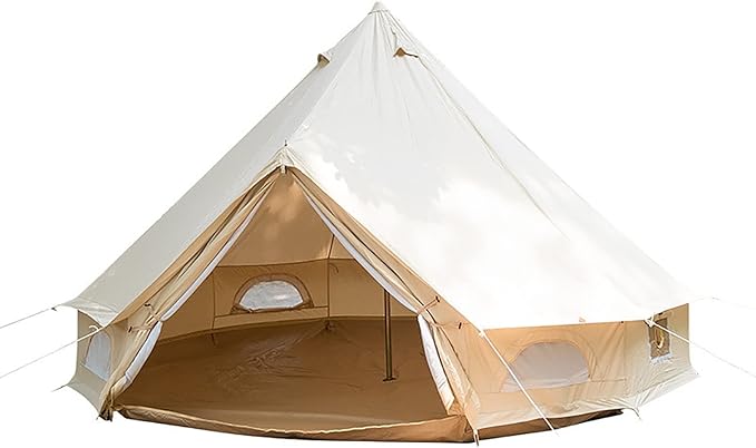 GeRRiT Cotton Canvas Tent with Stove Jack, 10ft Waterproof Bell Tent for Glamping, 4 Season Luxury Outdoor Camping Yurt Tent 3-5 Person, Great for Family Camping Hunting & Party