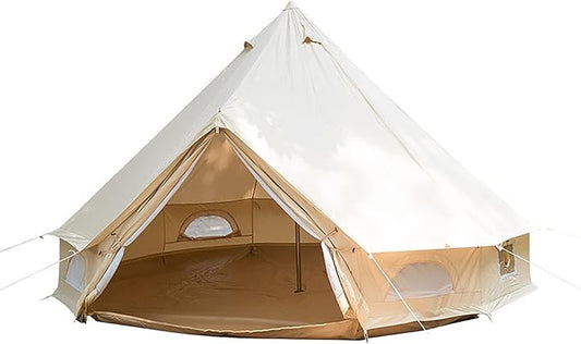 GeRRiT Cotton Canvas Tent with Stove Jack, 20ft Waterproof Bell Tent for Glamping, 4 Season Luxury Outdoor Camping Yurt Tent 10-12 Person, Great for Family Camping