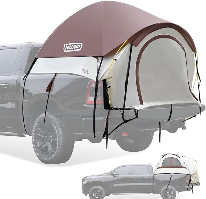 Tecoom Truck Bed Tent, Double Layer Waterproof PU3000mm for 5.5-6.7ft, Portable 2/3 Person Compact Full Size Pickup with Rain Fly for Back of Camping Beach
