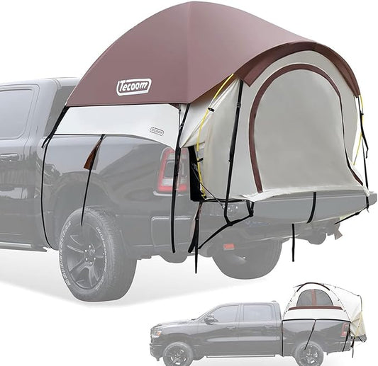Tecoom Truck Bed Tent, Double Layer Waterproof PU3000mm for 5.5-6.7ft, Portable 2/3 Person Compact Full Size Pickup with Rain Fly for Back of Camping Beach