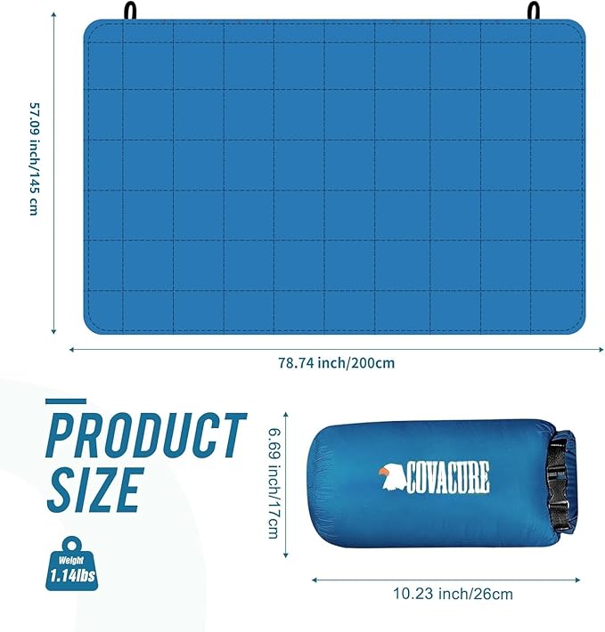 covacure Camping Blanket - Outdoor Travel Blanket, Packable, Puffy Blanket, Lightweight & Warm Quilt for Camping, Hiking, Backpacking, Outdoors, Travel, Beach