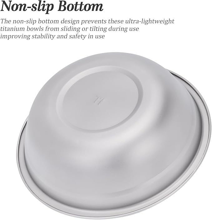 Boundless Voyage Titanium Camping Plate Bowl Set Rice Soup Salad Stackable Serving Bowls Ultralight Dinnerware Set Dishwasher Safe 1300ml ti1147t